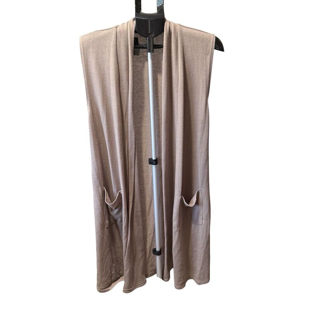Olivia Blu Women’s Brown Sleeveless Open Cardigan Sweater XL XLarge